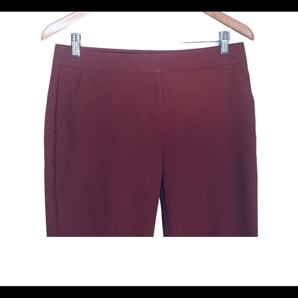 EXPRESS Columnist Straight Trousers/Pants With Pockets Maroon Red Size 6R - Picture 4 of 11